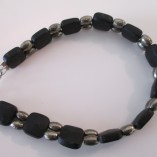 Frosted black onyx and pyrite bracelet