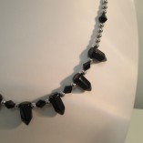 Black agate "pencils" and silver coated hematite necklace‏ detail