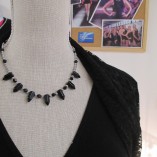 Black agate "pencils" and silver coated hematite necklace‏ store