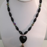 Black agate and rainbow hematite necklace‏