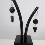 Black " Swiss cross" agate earrings‏