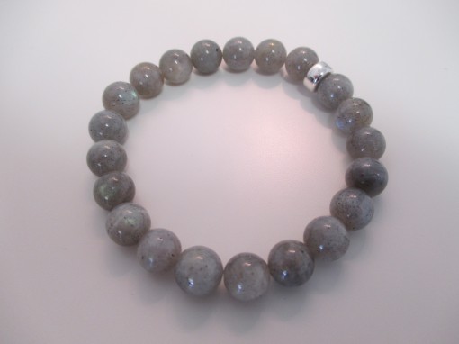 Labradorite rounds and sterling silver bead bracelet‏ featured