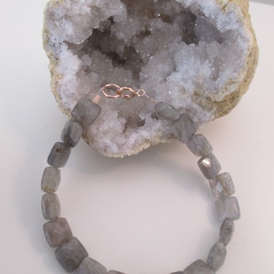 Labradorite and rose gold bracelet‏ set