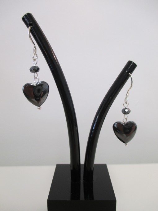 Hematite hearts earrings‏